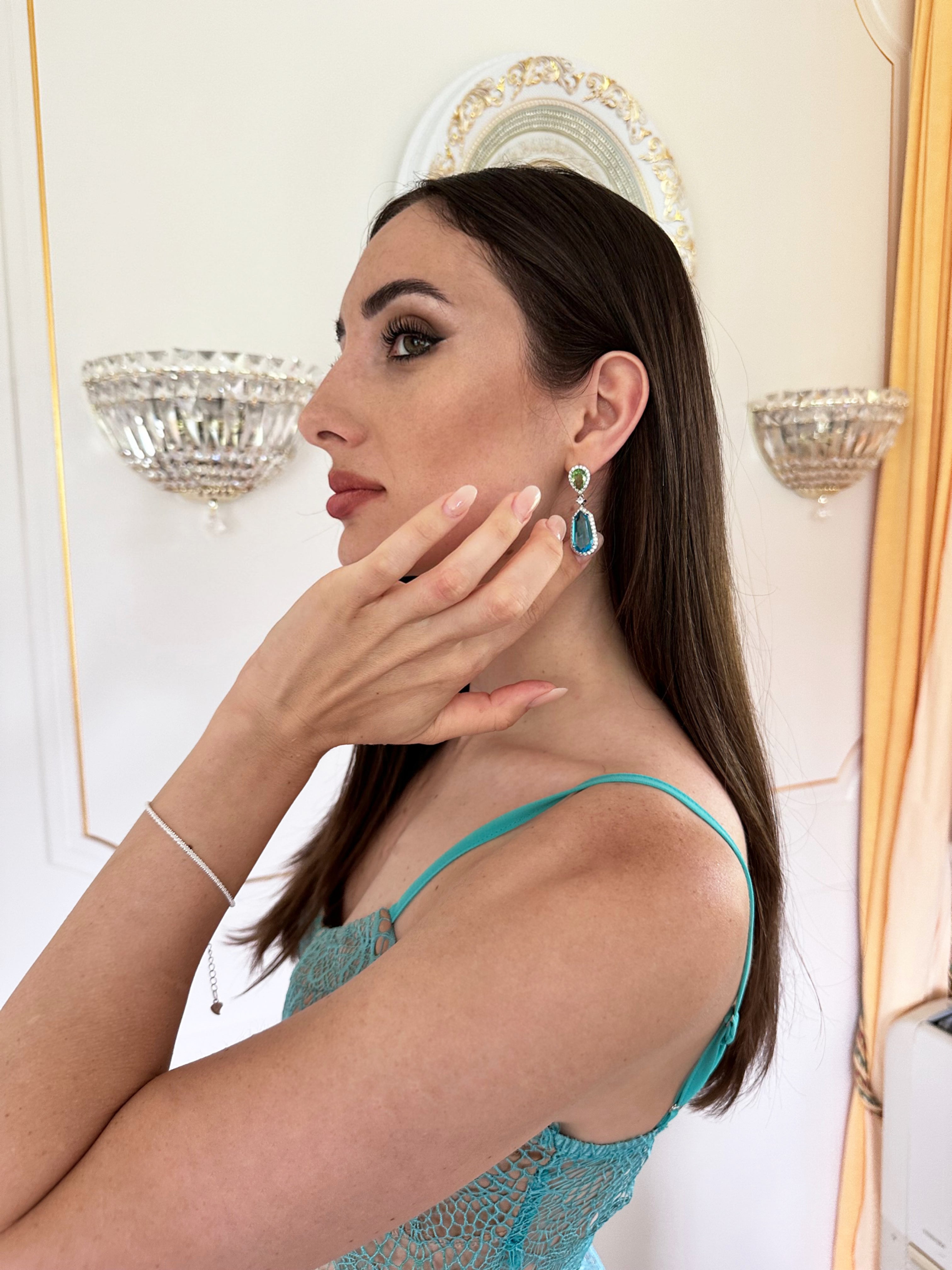 moder blue green earrings luxury special occasion